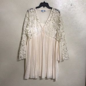 Pretty linen and lace dress 1X